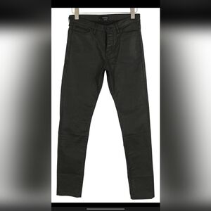 The Kooples Men's Black Waxed Finished  Buttoned Slim Regular Fit